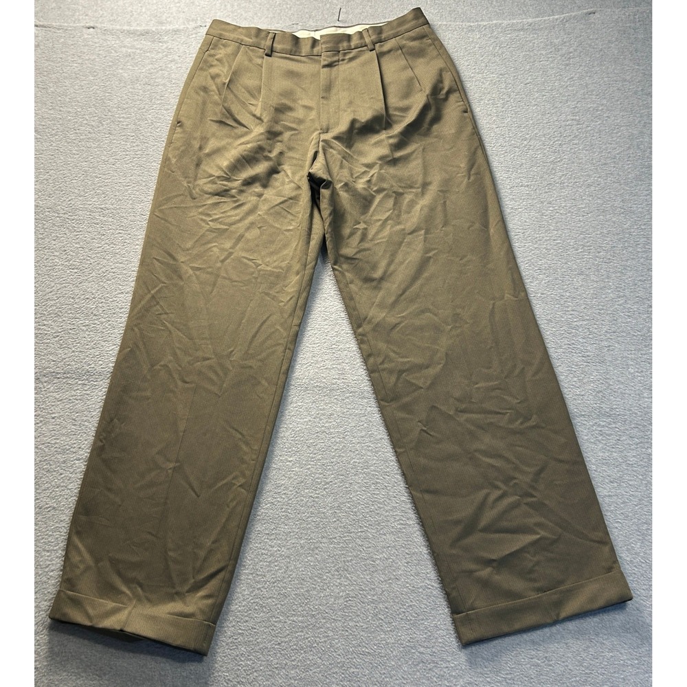 Breakwater Straight Leg Trousers Mens 32x32 Khaki Dress Pants Flat Front Pleated